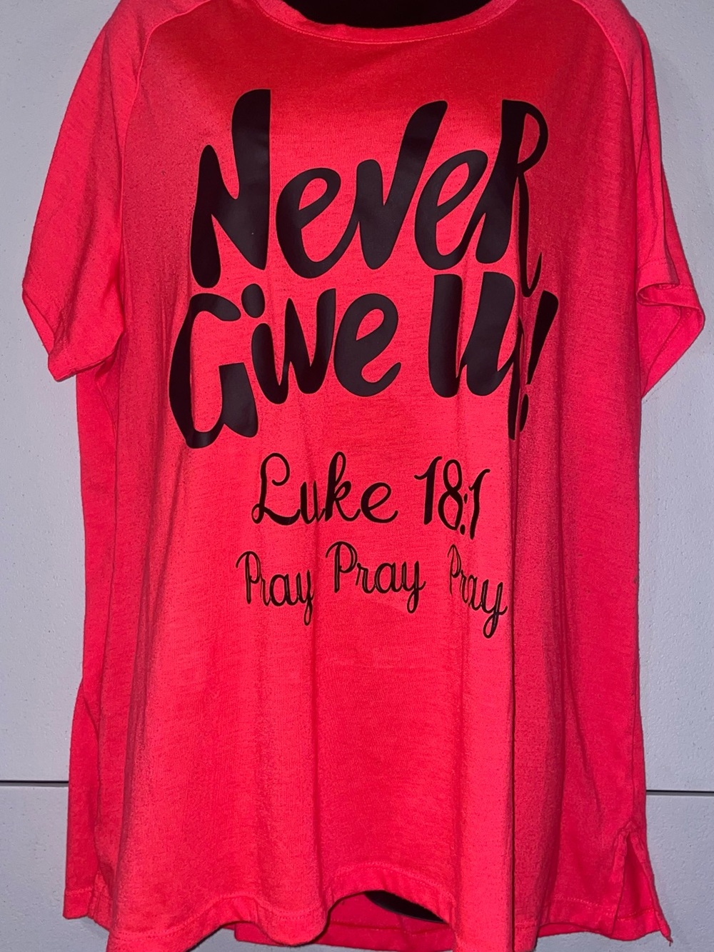 Pro Zone Coral Short Sleeve Tee with Black Inspirational Script